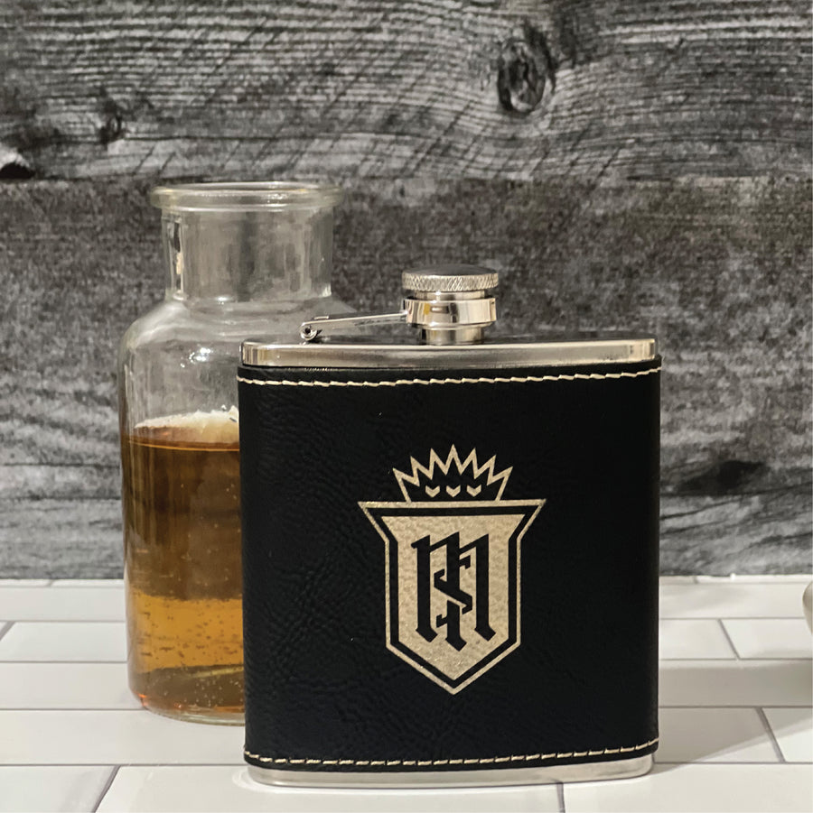 Servite Black Leather Flask